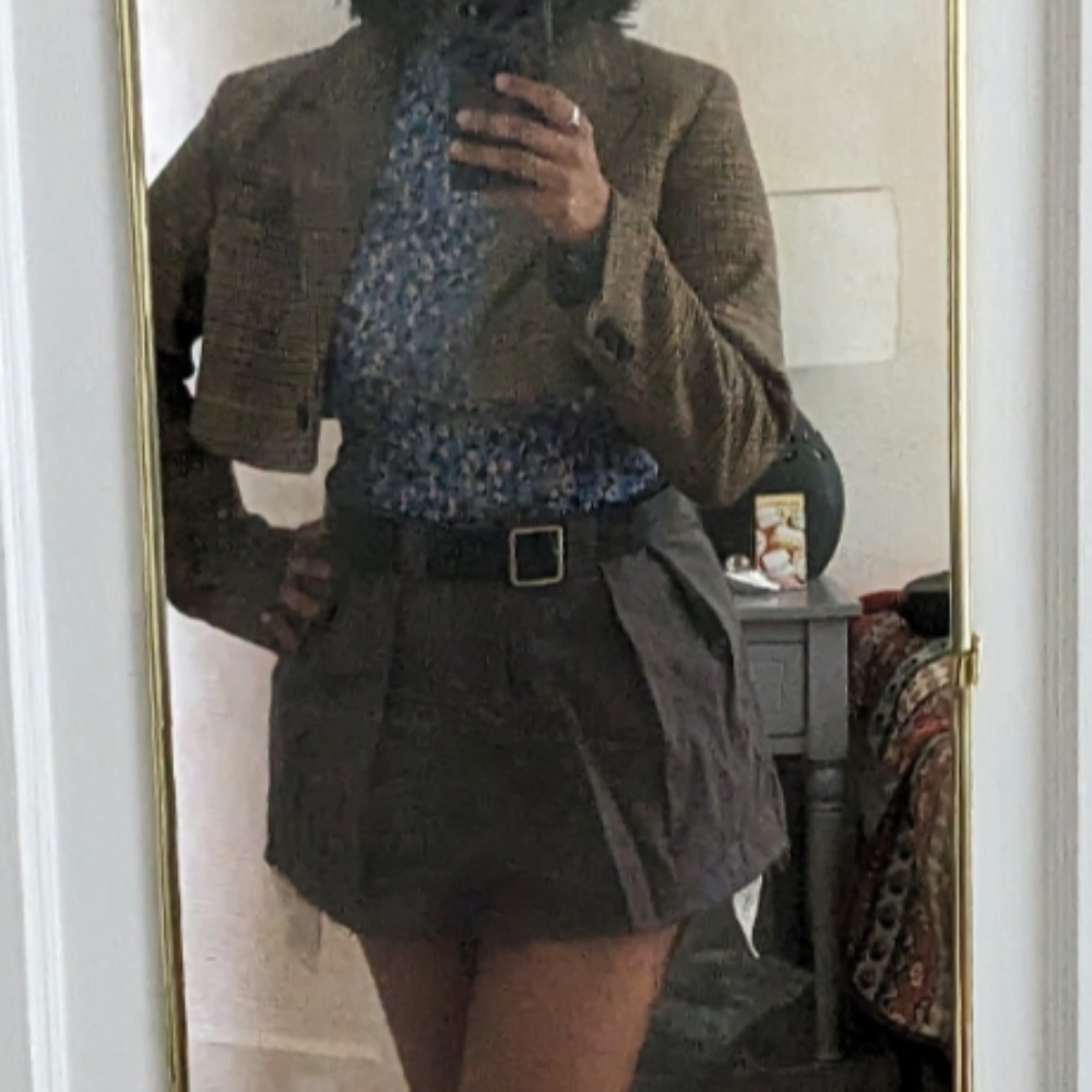 Brown Plaid Cropped Jacket from Divided